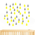 JUEKUI Water Droplets Wall Decals Raindrop Wall Sticker Removable Wall Decor Easy Peel Stick Girls Bedroom Nursery Bedroom Home Decor WS43 Grey + Light Yellow