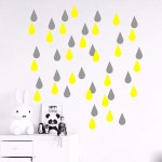 JUEKUI Water Droplets Wall Decals Raindrop Wall Sticker Removable Wall Decor Easy Peel Stick Girls Bedroom Nursery Bedroom Home Decor WS43 Grey + Light Yellow