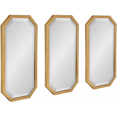 Kate and Laurel Laverty Modern Decorative Octagon Wall Mirror Set Set of 3 Gold Geometric Wall Accent Mirrors for Home