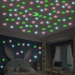 LOMIMOS 201PCS Star Moon Sticker,Fluorescent Noctilucent Wall Sticker for Starry Sky,Home Art Ceiling Kids Bedroom Decor