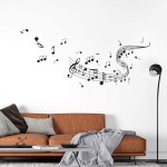 Music Notes Notation Band Wall Sticker Decal Removable DIY Vinyl Art Mural Wallpaper Home Decor for Kids Bedroom Music & Dance Room Decorations53×27inch Black