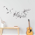 Music Notes Notation Band Wall Sticker Decal Removable DIY Vinyl Art Mural Wallpaper Home Decor for Kids Bedroom Music & Dance Room Decorations53×27inch Black