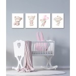 Nursery Teddy Bears Wall Art Prints Set Home Decor For Kids Child Children Baby or Toddlers Room Gift for Newborn Baby Shower | Set of 4 Unframed- 8x10 Photos