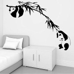 Panda Bamboo Tree Branch Wall Decals for Home Decor Kids Room Baby Nursery Asian Animal Forest Jungle Panda Vinyl Wall Stickers