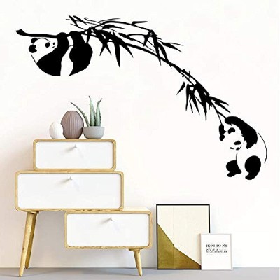 Panda Bamboo Tree Branch Wall Decals for Home Decor Kids Room Baby Nursery Asian Animal Forest Jungle Panda Vinyl Wall Stickers