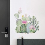 Poorminer Green Plants Wall Decals Cartoon Cactus Wall Stickers Cacti Flower Peel and Stick Wallpaper Tropical Plant DIY Removable Art Murals for Bedroom Living Room Nursery Classroom Home Décor