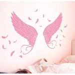 Romantic Pink Angel Flying Wings Wall Sticker Girls Bedroom Home Decor Wall Sticker for Kids Room Lovely Poster Vinyl Art Ornament Mural LY1011