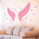 Romantic Pink Angel Flying Wings Wall Sticker Girls Bedroom Home Decor Wall Sticker for Kids Room Lovely Poster Vinyl Art Ornament Mural LY1011