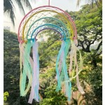 Rooh Dream Catcher ~ Rainbow Cot Mobile for Kids ~ Handmade Hangings for Positivity Can be Used as Home Décor Accents Wall Hangings Garden Outdoor Bedroom Kids Room Meditation Room Windchime