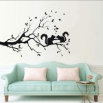 Wall Stickers Squirrel On Long Tree Branch Wall Sticker Animals Cats 3D Art Decal Kids Room Home Decor Stylish New Adesivo De Parede 58Cm X 39Cm
