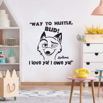 Way to Hustle Bud Quote Zootopia Cartoon Quotes Wall Sticker Art Decal for Girls Boys Room Bedroom Nursery Kindergarten House Fun Home Decors Stickers Wall Art Vinyl Decoration Size 10x10 inch