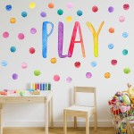 Yovkky Watercolor Playroom Polka Dots Wall Decals Stickers Peel and Stick Removable Neutral Play Sign Nursery Decor Colorful Home Classroom Decorations Kids Boys Girls Bedroom Art Party Supply Gift