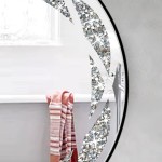 ZOLAPI Round Crystal Diamond Wall Mirror,Crystal Crush Diamond Décor,Crushed Diamond Glass Mirror，Gorgeous Flower Pattern Decorative Mirror for Bathroom Living Room Bedroom Hallway.20”x20”