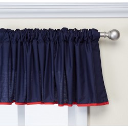Baby Doll Bedding Solid Two Tone Window Valance Navy Red