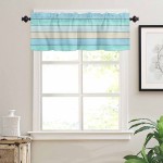 Curtain Valances for Kitchen Windows Blue Cyan Vintage Wooden Plank Privacy Rod Pocket Drape Retro Farmhouse Wood Grain Window Valance Toppers for Living Room Bathroom Cafe Home Decor