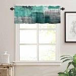 Curtain Valances for Kitchen Windows Teal Turquoise Gradient Geometry Privacy Rod Pocket Drape Abstract Art Oil Painting Window Valance Toppers for Living Room Bathroom Cafe Home Decor