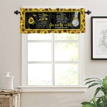 Mother's Day Yellow Sunflower Elephant Baby Rod Pocket Valance Window Curtains Animal Floral Love Vintage Letter Kitchen Short Panel Valances Windows Treatment for Bedroom Laundry Room 54x18in