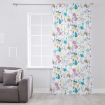 Semi Sheer Curtains & Drapes for Living Room Kitchen Bedroom Window Curtains 108 Inches Long Happy Children's Day Cartoon Animal Plant Flower Pocket Chiffon Voile Sheer Drapes