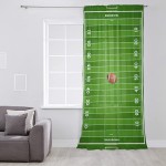 Semi Sheer Curtains & Drapes for Living Room Kitchen Bedroom Window Curtains 54 Inches Long Football Rugby Sport Pocket Chiffon Voile Sheer Drapes Boy Kid Game Green Arena