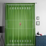 Semi Sheer Curtains & Drapes for Living Room Kitchen Bedroom Window Curtains 54 Inches Long Football Rugby Sport Pocket Chiffon Voile Sheer Drapes Boy Kid Game Green Arena