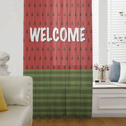 Semi Sheer Curtains & Drapes for Living Room Kitchen Bedroom Window Curtains 72 Inches Long Cartoon Summer Watermelon Stripe Green Pocket Chiffon Voile Sheer Drapes