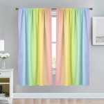 Zokyer Watercolor Rainbow Window Curtain for Girl Kids Bedroom Ombre Stripe Colorful Gradient Color 42 W x 63 L Window Curtain Set for Living Room Bedroom Bathroom Set of 2 Panels Grommet Drapes