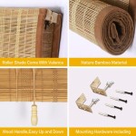 Blackout Bamboo Window Shades Blinds Max Width 94 Inche Extra Large Window Wood Roller Shades with Fabric Lining Room Darkening Roll Up Blinds Including 6 H Valance for Windows Doors， Color 6