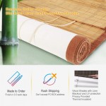 Blackout Bamboo Window Shades Blinds Max Width 94 Inche Extra Large Window Wood Roller Shades with Fabric Lining Room Darkening Roll Up Blinds Including 6 H Valance for Windows Doors， Color 6
