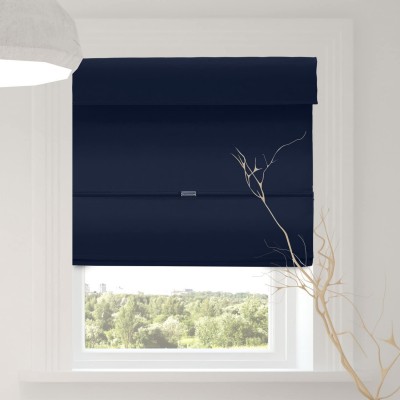 Chicology Cordless Magnetic Roman Shades Window Blind Fabric Curtain Drape Function Room Darkening Commodore Blue 33"W X 64"H