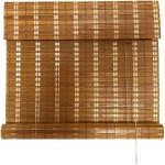 THY COLLECTIBLE Bamboo Roll Up Window Blind Sun Shade Light Filtering Roller Shades with 8-Inch Valance Tan Colored Bamboo 48 x 64