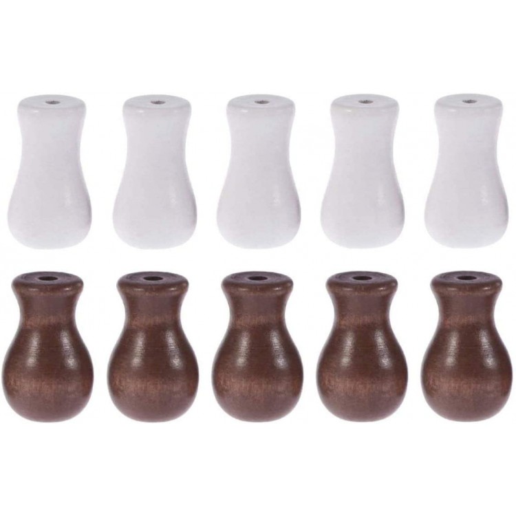 Window Blind Wood Cord Knobs Tassels Cord Drapery Hardware Wooden Hanging Ball Blind Small Pendants DIY Home Decoration Curtain Craft Brown 5pcs + White 5pcs