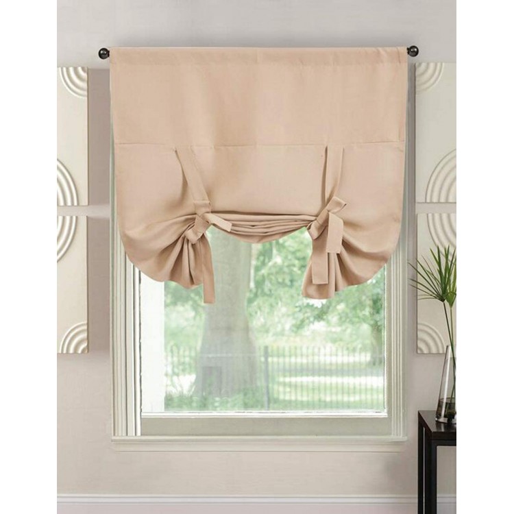 YIBING Thermal Insulated Blackout Curtain-Tie Up Shade Blind Bathroom Window Covering,Rod Pocket Panel,46 W x 63 L