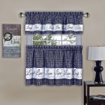 Achim Home Furnishings Achim Home Imports Live Love Laugh Window Curtain Tier Pair and Valance Set Pair & Valance 58 x 36 Navy