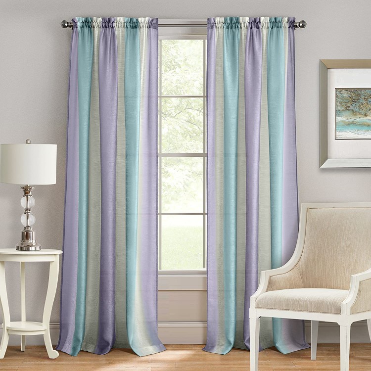 Achim Home Furnishings SPPN63LI06 Spectrum Rod Pocket Window Curtain Panel 50 x 63 Lilac Turquoise
