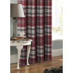 always4u Red Plaid Curtains Grommet Highland Woolen Look Tartan Curtains for Bedroom Living Room Check Curtians Grey and Red 54*63 Inches