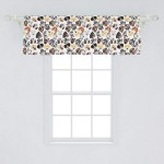 Ambesonne Dog Lover Window Valance Illustrations of Types of Animal Pet Faces Patterns Creative Tongue Out Big Ears Curtain Valance for Kitchen Bedroom Decor with Rod Pocket 54 X 18 Grey Yellow