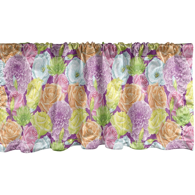 Ambesonne Flower Window Valance Colorful Bouquet of Gentle Spring Blossoms Fresh Nature Seasonal Garden Pattern Curtain Valance for Kitchen Bedroom Decor with Rod Pocket 54 X 18 Multicolor