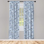Ambesonne Harbour Stripe Curtains Watercolor Style Paintbrush Stripes Sea Marine Life Lines Image Window Treatments 2 Panel Set for Living Room Bedroom Decor 56 x 84 Night Blue