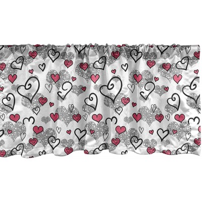 Ambesonne Love Window Valance Romantic Sketch Style Hearts Lovers Valentines Birthday Pattern Curtain Valance for Kitchen Bedroom Decor with Rod Pocket 54" X 12" Pink White