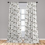 Ambesonne Northwoods Curtains Forest Elements with Bear Moose Trees and Mountains Wildlife Nature Theme Window Treatments 2 Panel Set for Living Room Bedroom Decor 56 x 84 Taupe White