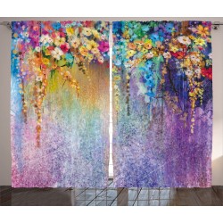 Ambesonne Watercolor Flower Home Decor Curtains Abstract Herbs Weeds Blossoms Ivy Back with Florets Shrubs Design Living Room Bedroom Window Drapes 2 Panel Set 108 W X 63 L Inches Multi