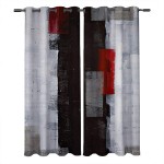Atomack Blackout Grommet Red Curtains 84 Inch Length Modern Red and Grey Abstract Painting Black White Wall Curtains 2 Panel Set for Bedroom Living Room 104 Inch Wide