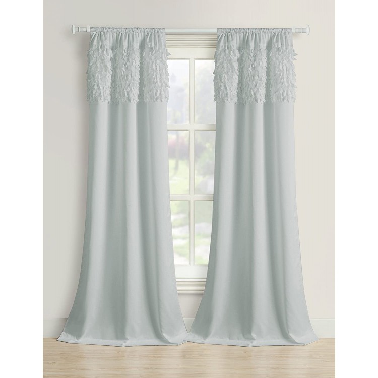 Beatrice Home Fashions Laura Ashley Walden Leaves Sheer Curtains with Rod Pocket Each Panel Measures 40 W x 84 L Gray 2 Panels