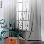 BERMINO Faux Linen Ombre Sheer Curtains Voile Grommet Semi Sheer Curtains for Bedroom Living Room Set of 2 Curtain Panels 54 x 63 inch Black Gradient