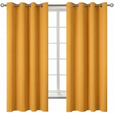 BGment Blackout Curtains for Bedroom Grommet Thermal Insulated Room Darkening Block Out Curtains for Living Room Set of 2 Panels 52 x 63 Inch Mustard Yellow