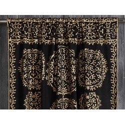 Black-Gold Floral Ombre Mandala Curtains Tapestry 82" Length X 41" Width | Indian Drapery Bohemian Curtain Home Décor | Balcony Valance Panels Room Divider Curtains | Home Décor Sheer Wall Hangings