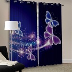 Blackout Curtains 63 inches Long for Bedroom Living Room Drapes Grommet Top Purple Dreamlike Gorgeous Butterfly Flying Wide Window Treatment Set of 2 Panels Curtain for Nursery Kids Home Patio Door