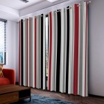 Blackout Grommet Curtains for Living Room Red White Grey and Black Vertical Stripes Home Decor Treatment Thermal Darkening Drapes Window Curtains for Bedroom 2 Panels 40 x 84 Inch Each Panel