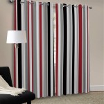 Blackout Grommet Curtains for Living Room Red White Grey and Black Vertical Stripes Home Decor Treatment Thermal Darkening Drapes Window Curtains for Bedroom 2 Panels 40 x 84 Inch Each Panel