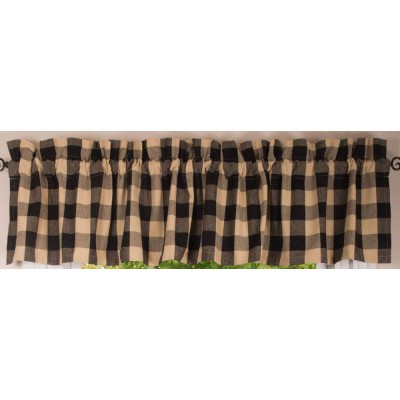 Buffalo Check Black and Tan 72" x 14" Cotton Valance by Primitive Home Decors